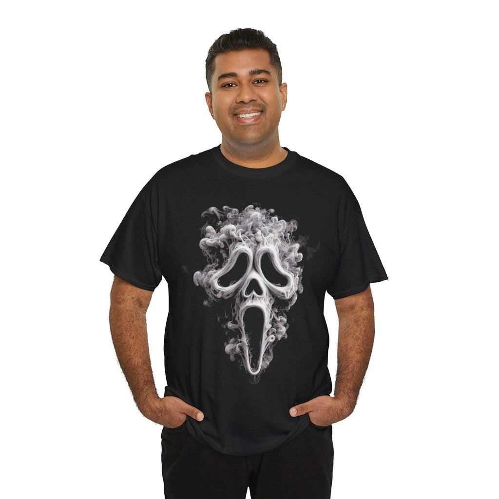 Smoky Ghostface Tee, Halloween Shirt, Spooky Graphic T-Shirt, Unisex Ghost Costume Top, Creepy Smoke Apparel, Horror Movie Lover Gift