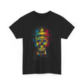 Colorful Skull Graphic Tee, Unisex Heavy Cotton T-Shirt, Edgy Casual Wear, Perfect for Halloween, Music Festivals, Gift for Him/Her