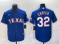 Men's Texas Rangers Evan Carter #32 Blue Replica Player Jersey1