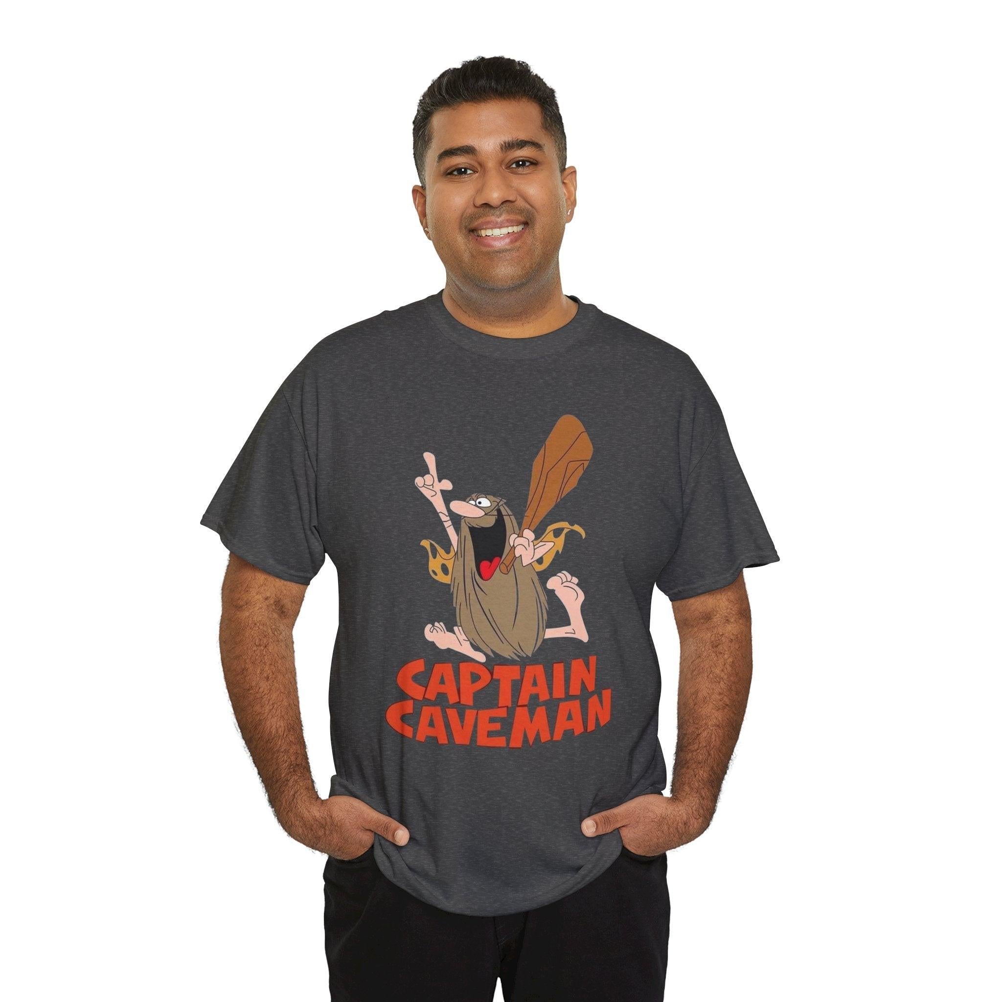Captain Caveman Unisex Heavy Cotton Tee, Cartoon Shirt, Graphic Tee, Retro Apparel, Funny Gift, Casual Wear