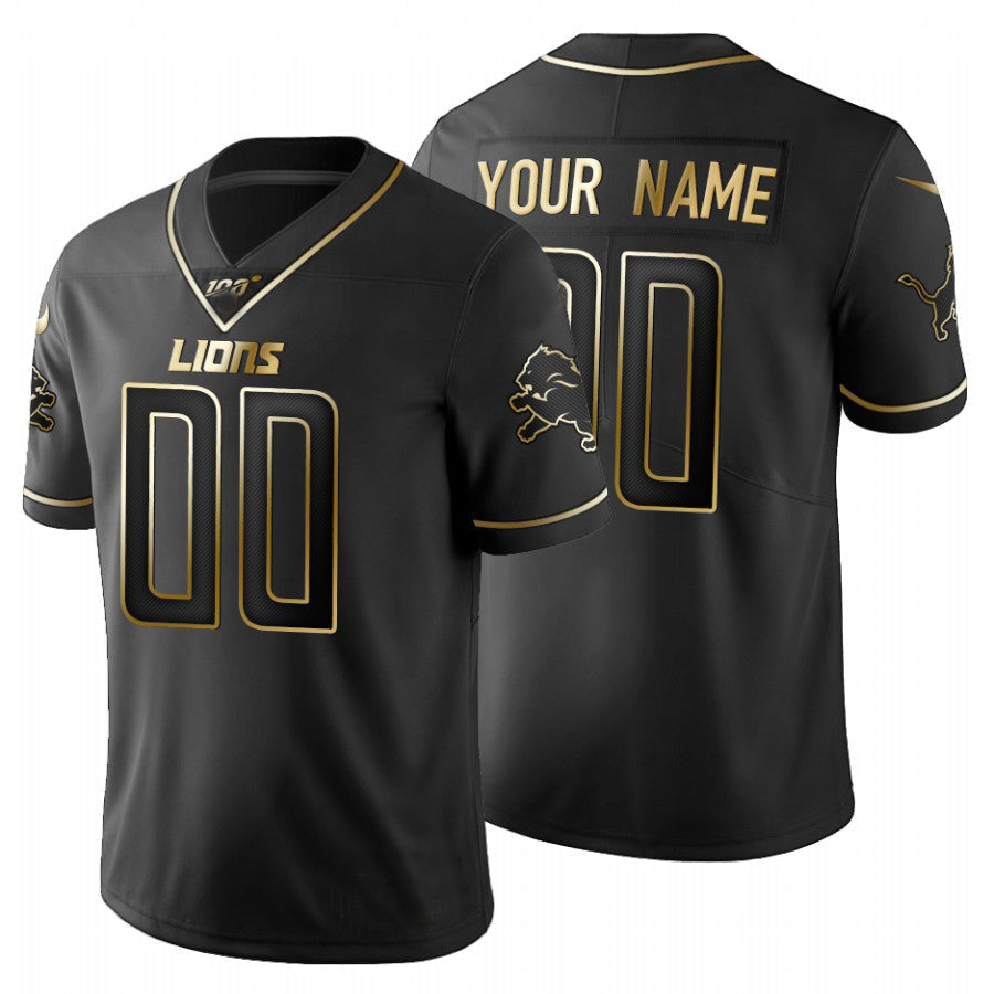 Custom1 Detroit Lions Black Golden Limited 100 Jersey1 Stitched American Football Jerseys