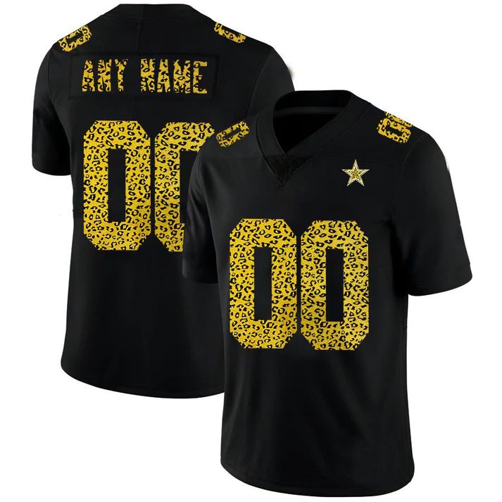 Custom1 Dallas Cowboys Jersey1 Black Limited Fashion Vapor Leopard Print Stitched  Football Jerseys