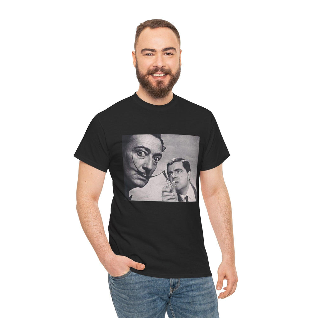 Funny Art Mashup Unisex Heavy Cotton Tee, Mr Bean and Salvador Dali Shirt, Gift for Art Lovers, Graphic Tee, Classic Tee, Artistic Tee,