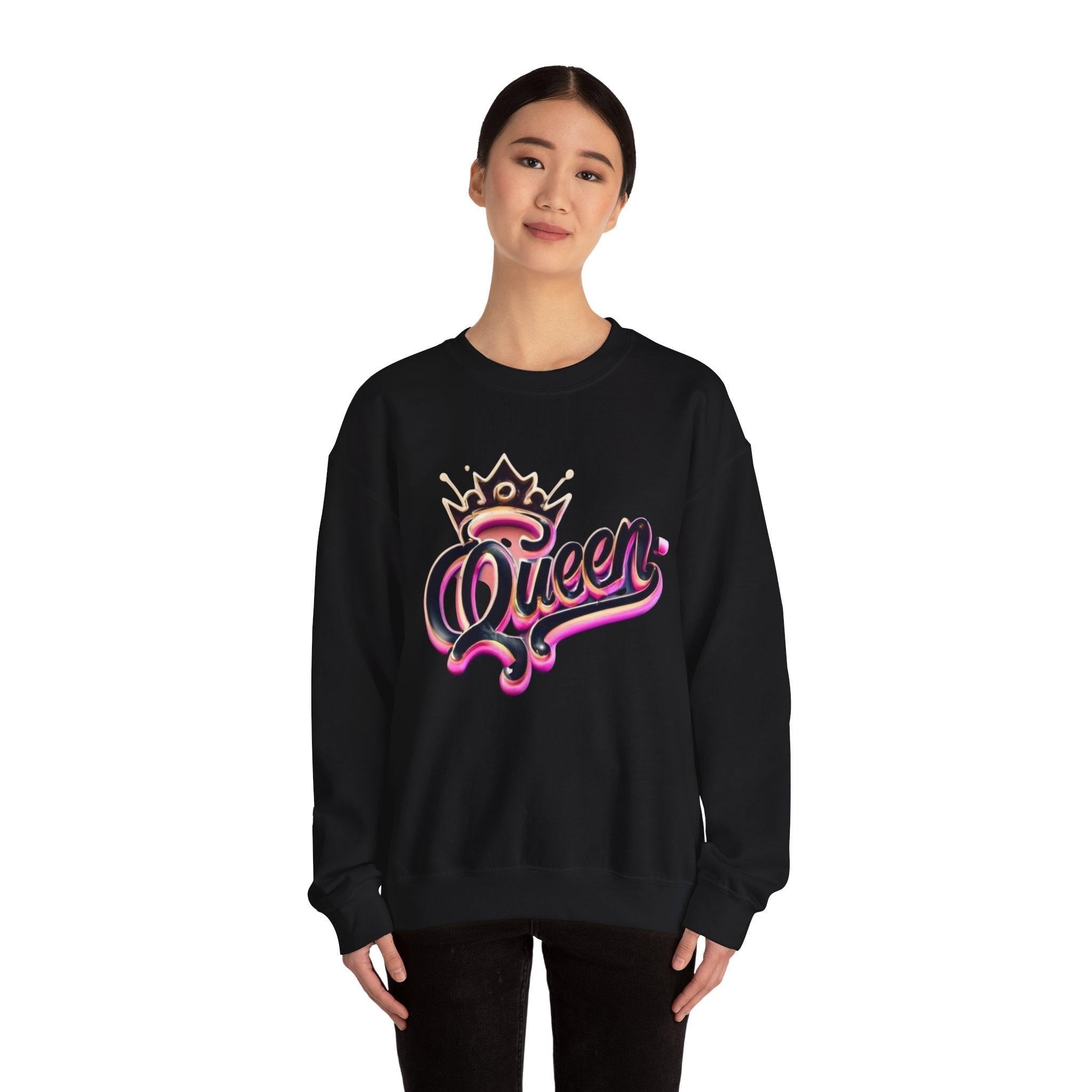 Queen Sweatshirt, Royalty Apparel, King and Queen Matching Set, Cozy Jumper, Gender Neutral Top, Hip Hop Fashion, Streetwear Clothing
