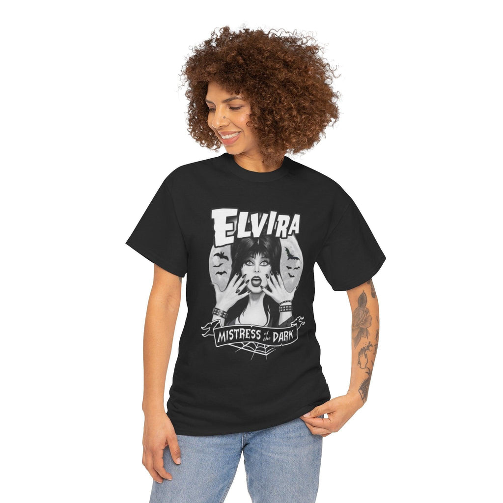 Elvira Mistress of the Dark Unisex Tee, Horror T-Shirt for Fans, Heavyweight Cotton Shirt, Gothic Graphic Top, Halloween Costume, Spooky