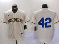 Men's Milwaukee Brewers #42 Cream 2024 Jackie Robinson Day Home Limited Jersey1