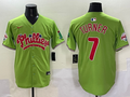 Men's Philadelphia Phillies Trea Turner #7 Green Player Jersey1