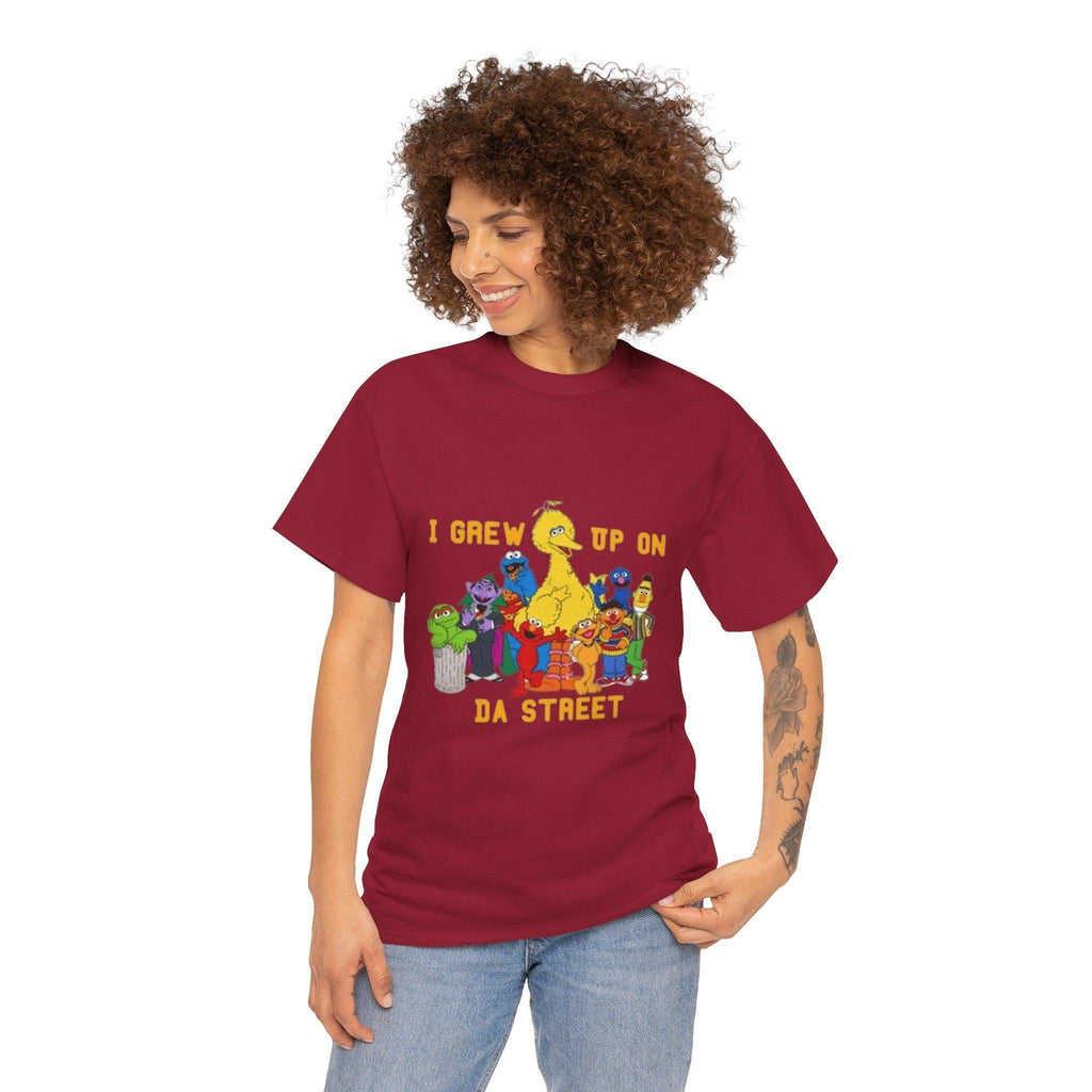 I Grew Up on Da Street-Sesame Street Inspired Tee, Retro TV Show Shirt, Childhood Nostalgia Top, Urban Streetwear Clothing, Vintage Cartoon