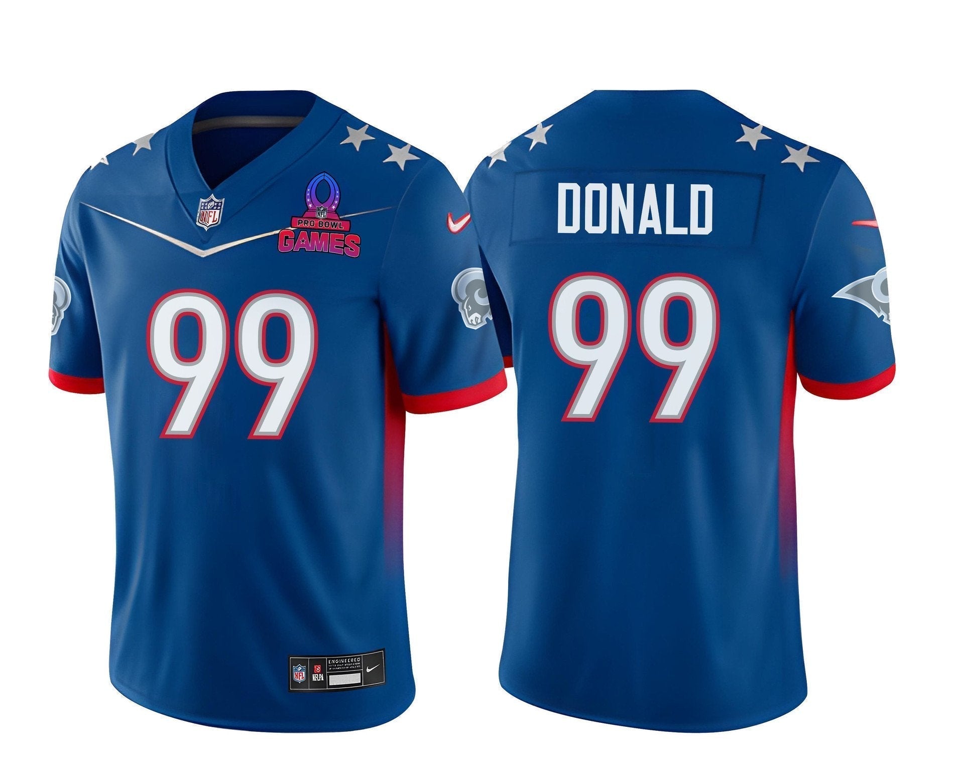 Aaron Donald 99 Rams Pro Bowl 2023 Patch Men Jersey - Blue