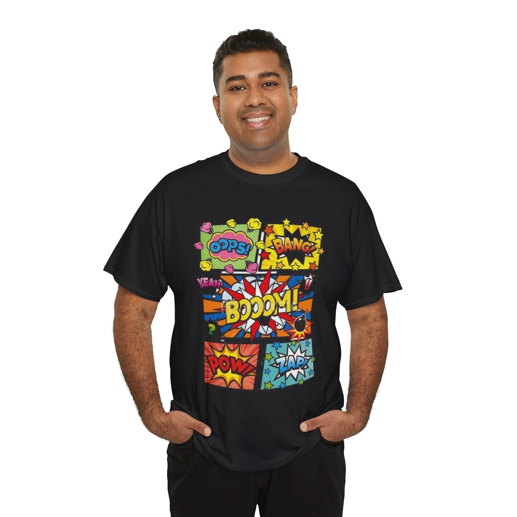 Comic Book Unisex Heavy Cotton Tee, Superhero Graphic Novel Costume Geek Nerd Gift T-Shirt, Funny Cartoon Character Comic-Con Tee, Vintage