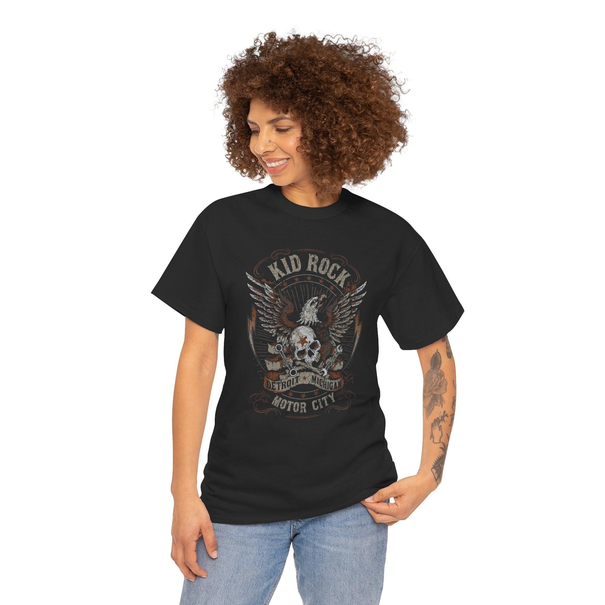 Kid Rock Motor City Unisex Heavy Cotton Tee, Black Rock T-Shirt, Music Fan Apparel, Gift for Concert Goers, Rock and Roll Outfit, Casual