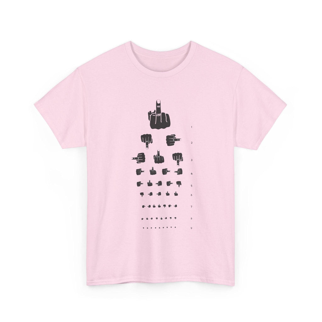 Funny Hand Gesture Eye Chart T-Shirt, Unisex Graphic Tee, Humorous Sight Test Shirt, Sarcastic Vision Exam Top, Hilarious Optometrist Gift
