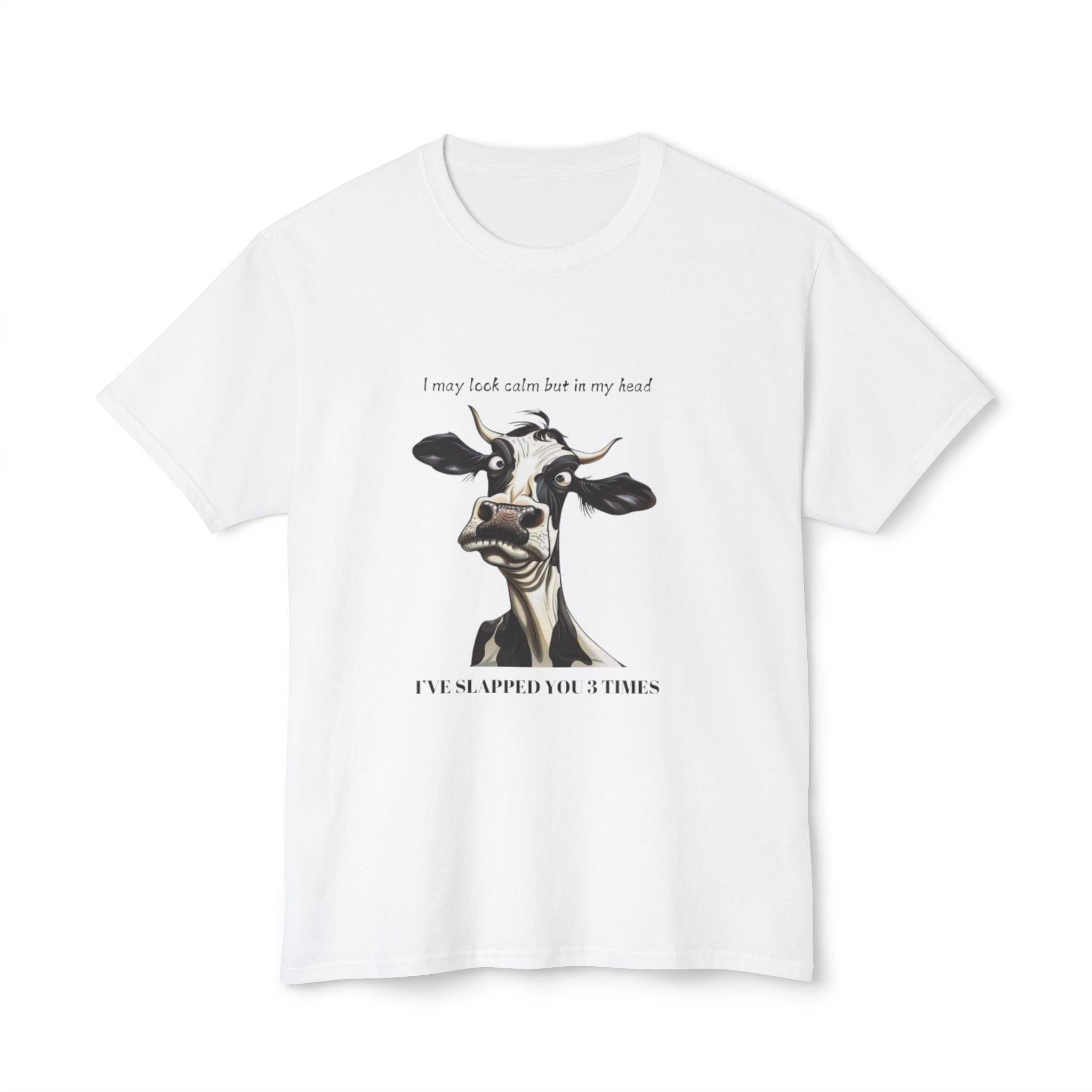 Funny Cow T-Shirt - I May Look Calm But In My Head I Punched You 3 Times