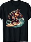 Funny Surfing Vintage T-Shirt - Retro Surf Graphic Tee with Surfboard, Round Neck Casual Beachwear Suitable for - & Surf Culture Apparel