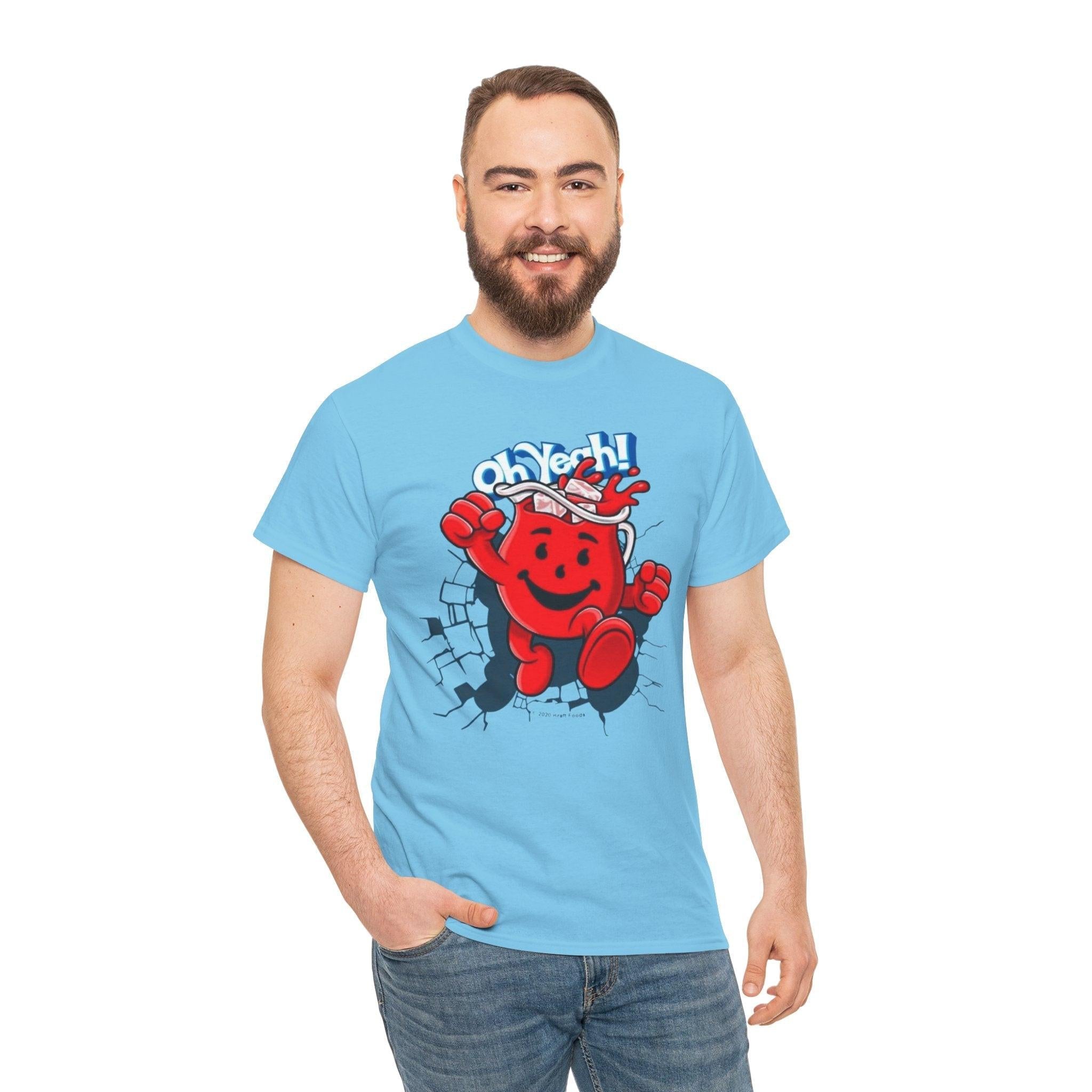 Retro Kool Powder Drink Unisex Heavy Cotton Tee, Fun Graphic Tee, Summer Vibes, Party Shirt, Nostalgic Apparel, Gift for Teens