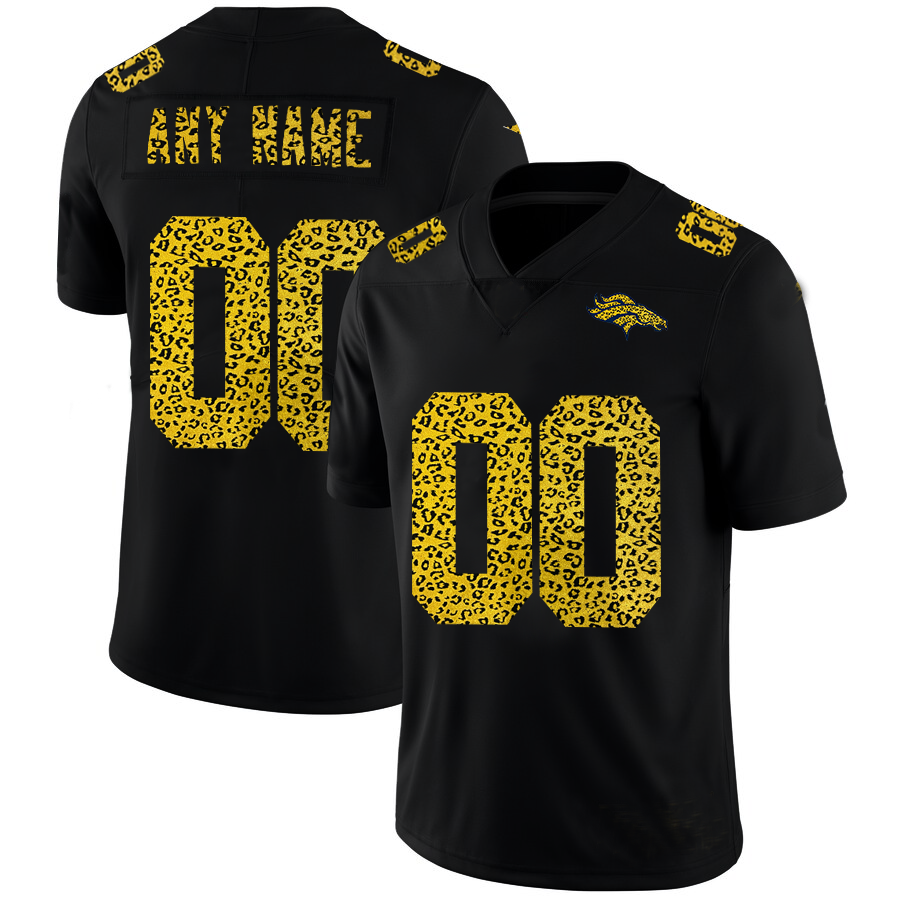 Custom1 Denver Broncos Leopard Print Fashion Vapor Limited Jersey1 Black Stitched Jersey1  American Football Jerseys