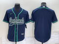 Men's Seattle Seahawks Navy Blank Jersey1