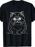 Exotic Shorthair Line Art Cat Lover T-Shirt