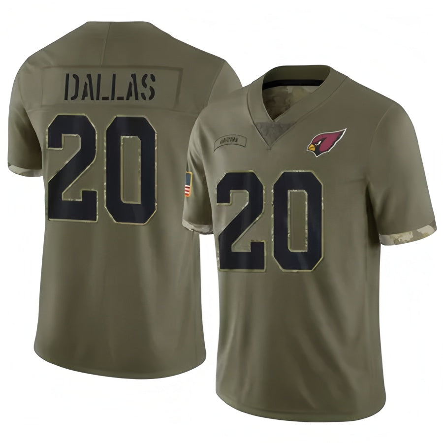 A.Cardinals #20 DeeJay Dallas Player Olive Salute To Service Football Jerseys