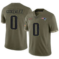 NE.Patriots #0 Christian Gonzalez Player Olive Salute To Service Limited Foothball Jerseys