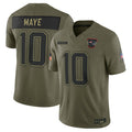 NE.Patriots #10 Drake Maye Player Olive Salute to Service Limited Football Jerseys