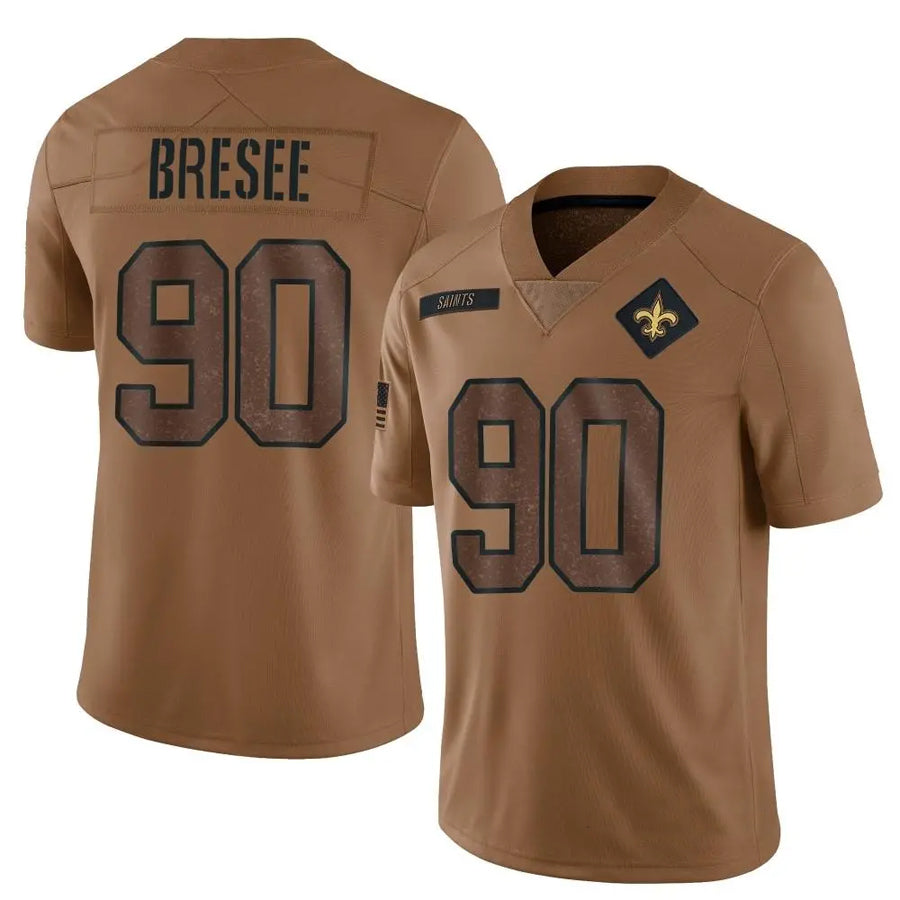 NO.Saints #90 Bryan Bresee Player Brown Salute To Service Limited Football Jerseys