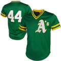 Oakland Athletics #44 Reggie Jackson  Cooperstown Mesh Batting Practice Jersey - Green Baseball Jerseys
