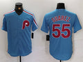 Philadelphia Phillies #55 Ranger Su����rez Blue Cool Base Stitched Baseball Jersey