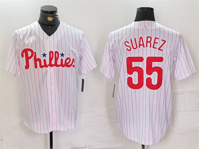 Philadelphia Phillies #55 Ranger Su����rez White Cool Base Stitched Baseball Jersey