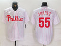 Philadelphia Phillies #55 Ranger Su����rez White Cool Base Stitched Baseball Jersey