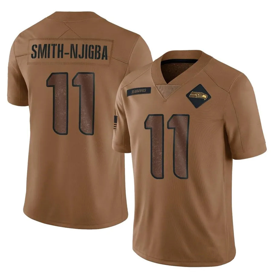 S.Seahawks #11 Jaxon Smith-Njigba Brown Salute to Service Limited Football Jerseys