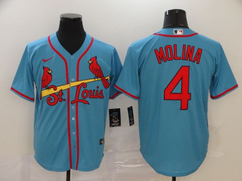 Men's St. Louis Cardinals #4 Yadier Molina Horizon Blue Jersey