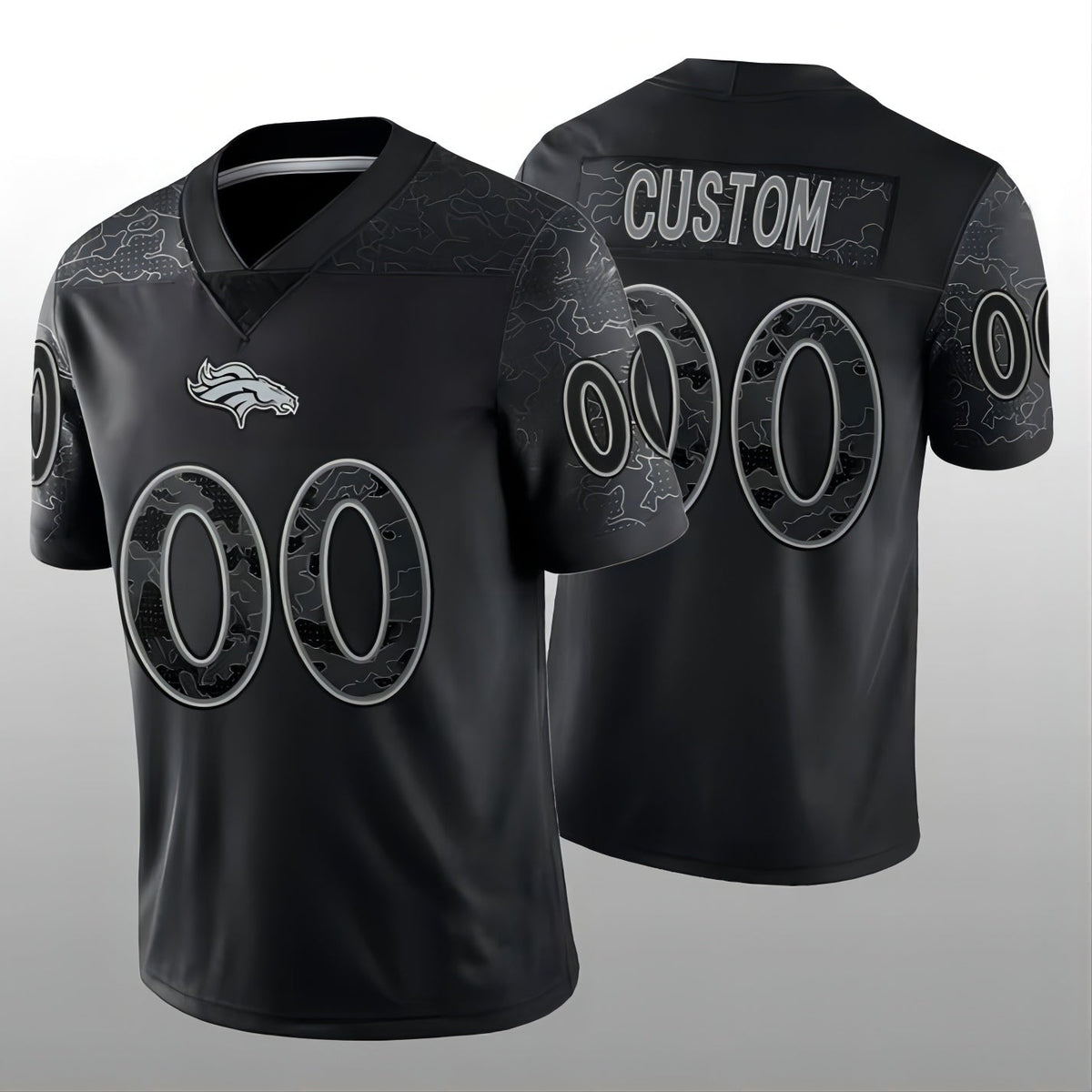 Custom1 Denver Broncos Black RFLCTV Limited Jersey1 Stitched Jersey1  American Football Jerseys