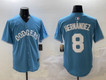 Men's Los Angeles Dodgers Enrique Hernandez #8 Light Blue Limited Player Jersey1